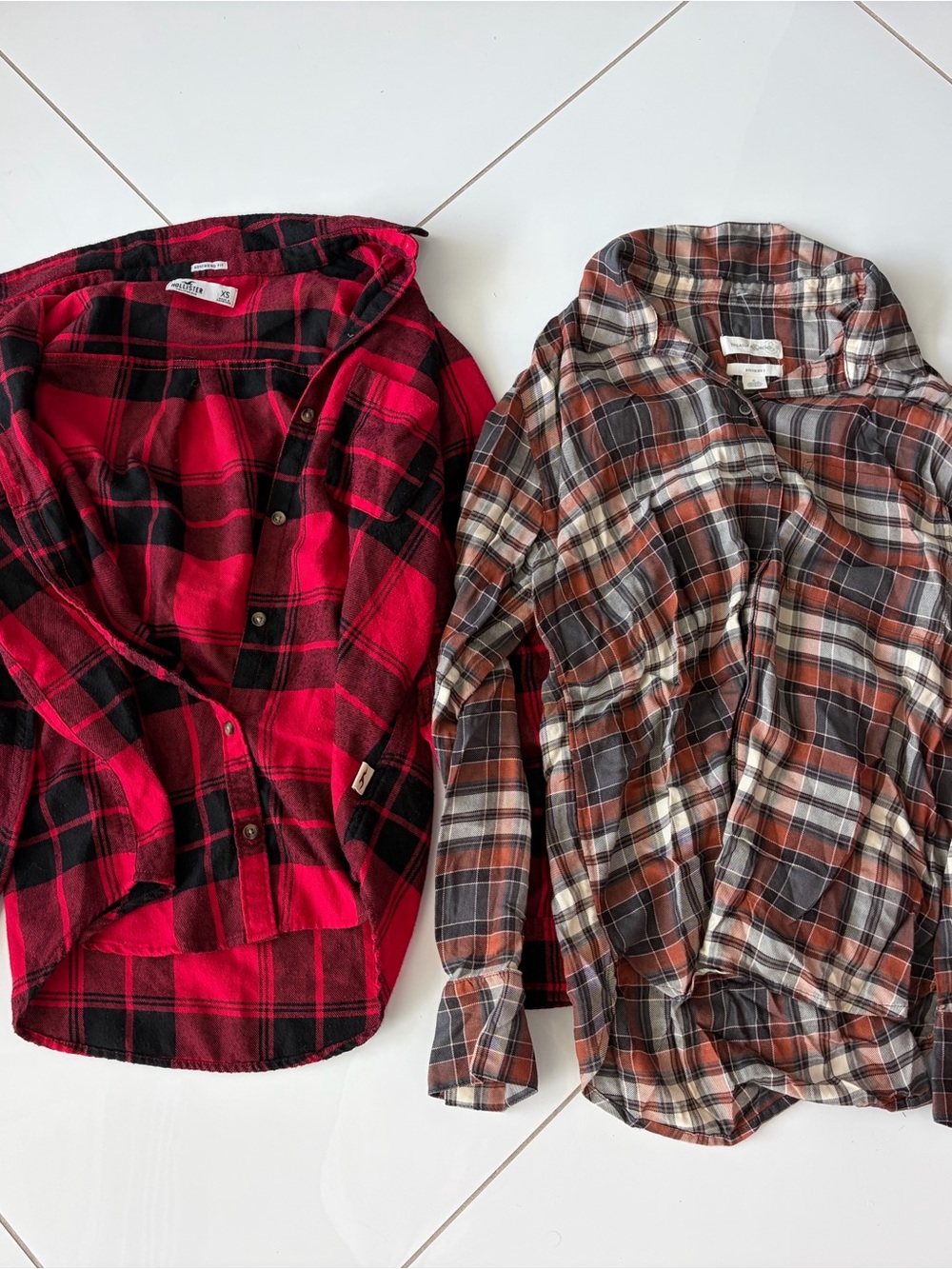 Treasure & Bond Red and Brown Plaid Button-Down Shirts